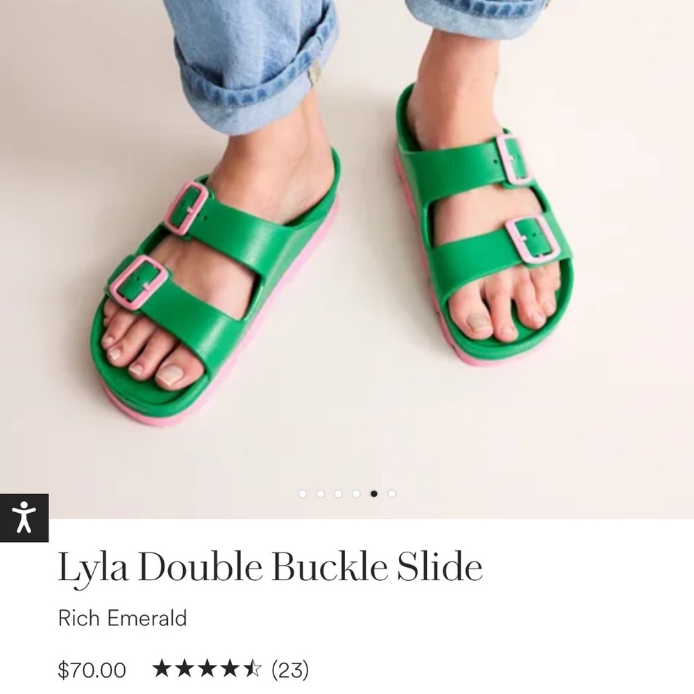 Boden Lyla double buckle slide green/pink platform sandals